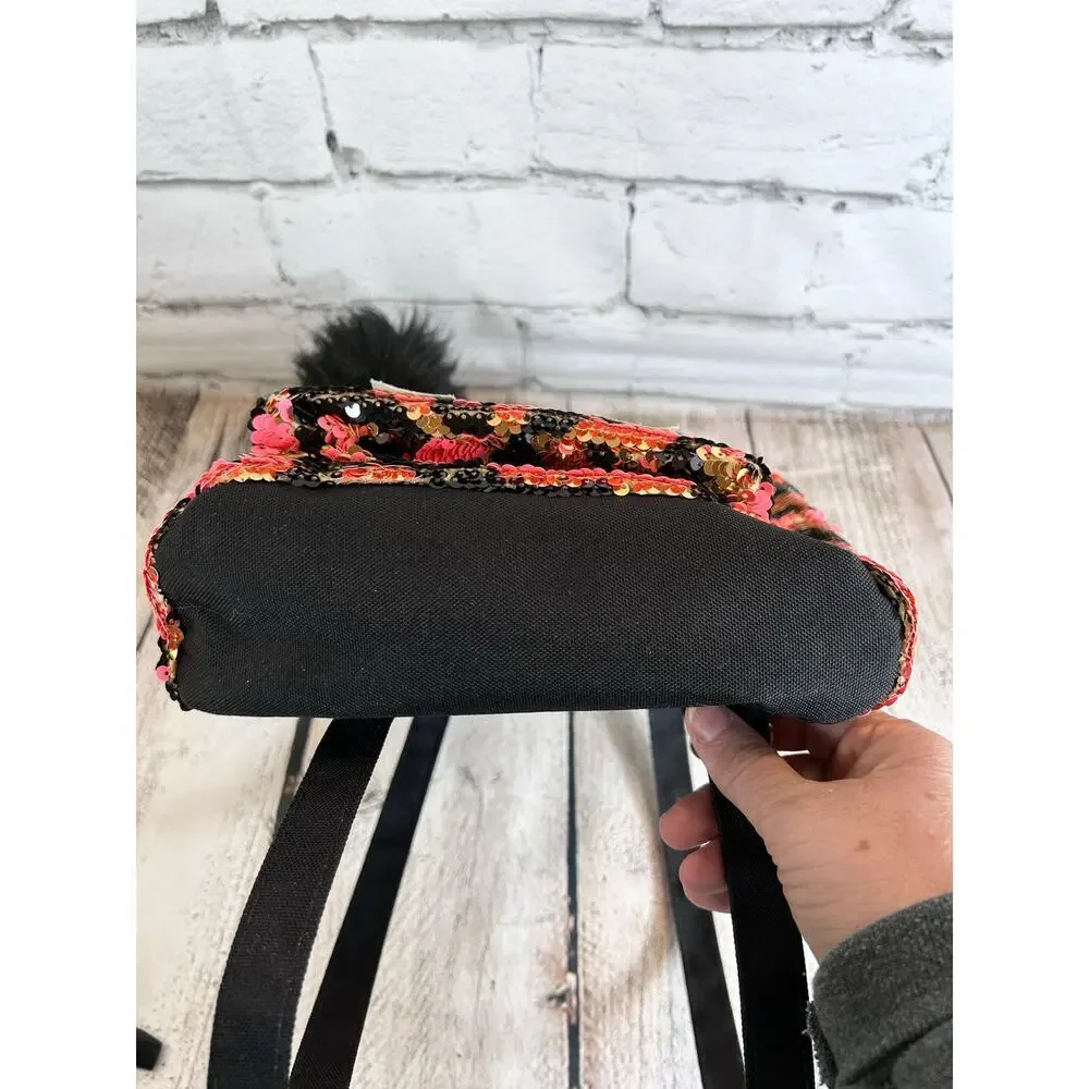 JUSTICE Girl’s Tiger Stripe Flip Sequin Mini Backpack with the Initial “A”